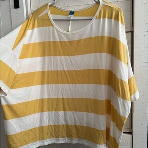 Old Navy Yellow and White Striped Short Sleeve Tee